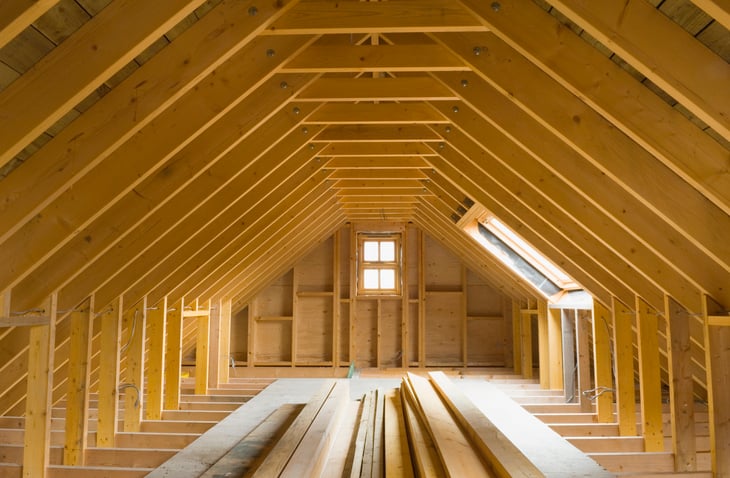 building materials supplier trusses in a row neatly